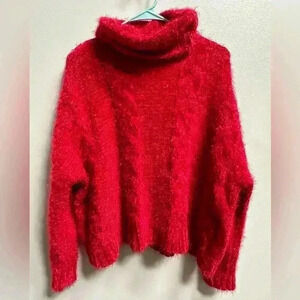 Jack by BB Dakota Eyelash Kisses Cable Knit Sweater | Cherry Red | Size S